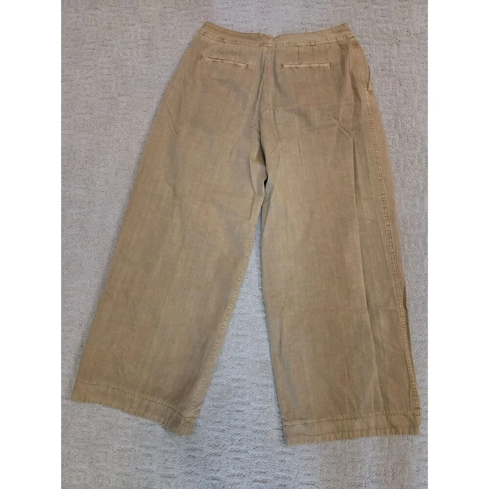 Free People Pants Women Size 8 Camel Light Gold Double Pleated Wide Leg